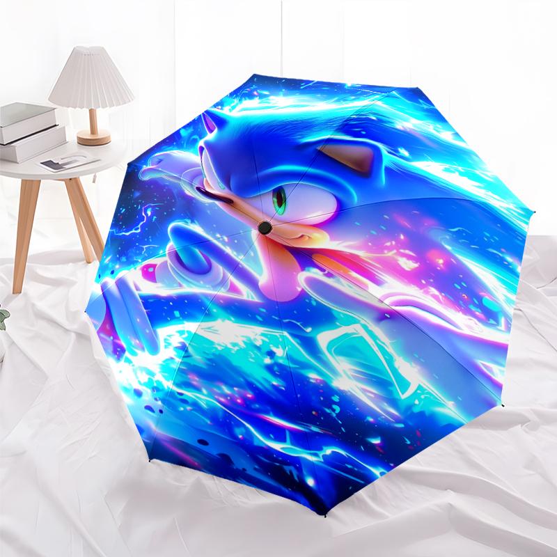 Printed Sonic the Hedgehog Printed Folding Umbrella,Outdoor,Leisure,And Travel Umbrella,Durable Umbrella Fabric,Birthday And Holiday Gift