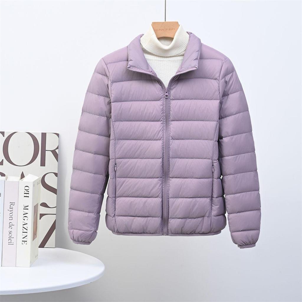 2025 Jesień/Zima Kurtka Puchowa Lekka ze Stójką w Dużym Rozmiarze - Wyszczuplająca Odzież Wierzchnia Casual dla Kobiet