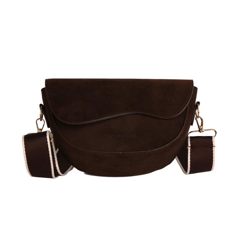 Korean Style Women's Wide Strap Crossbody Saddle Bag - Retro Chic