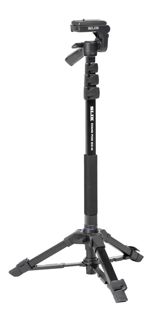 SLIK Monopod and Simple Tripod Stand Pod Lever Lock Type Pan Head Quick Shoe Type 217122 Black GX-N 4-stage 3-way