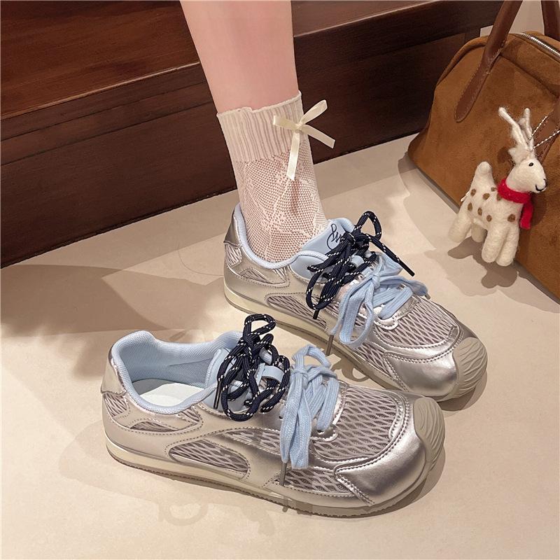Casual sports board shoes women's 2025 new summer small thick-soled breathable Forrest Gump shoes retro mesh German training shoes