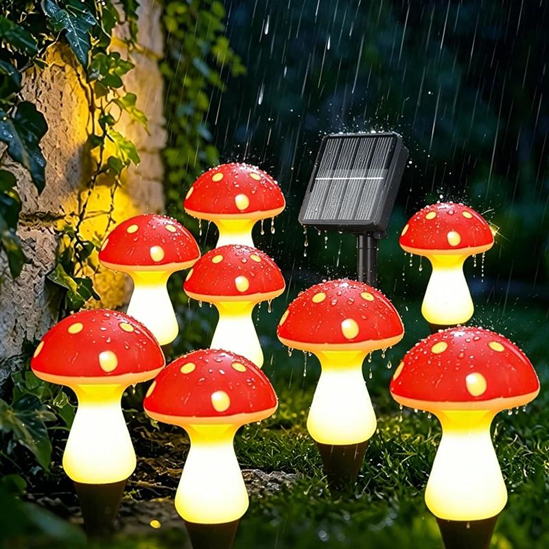 8/12/20LED Solar Landscape Ground Lights Cute RED Mushroom Lawn Lamp Wedding Holiday Courtyard Christmas Outdoor Garden Decoration