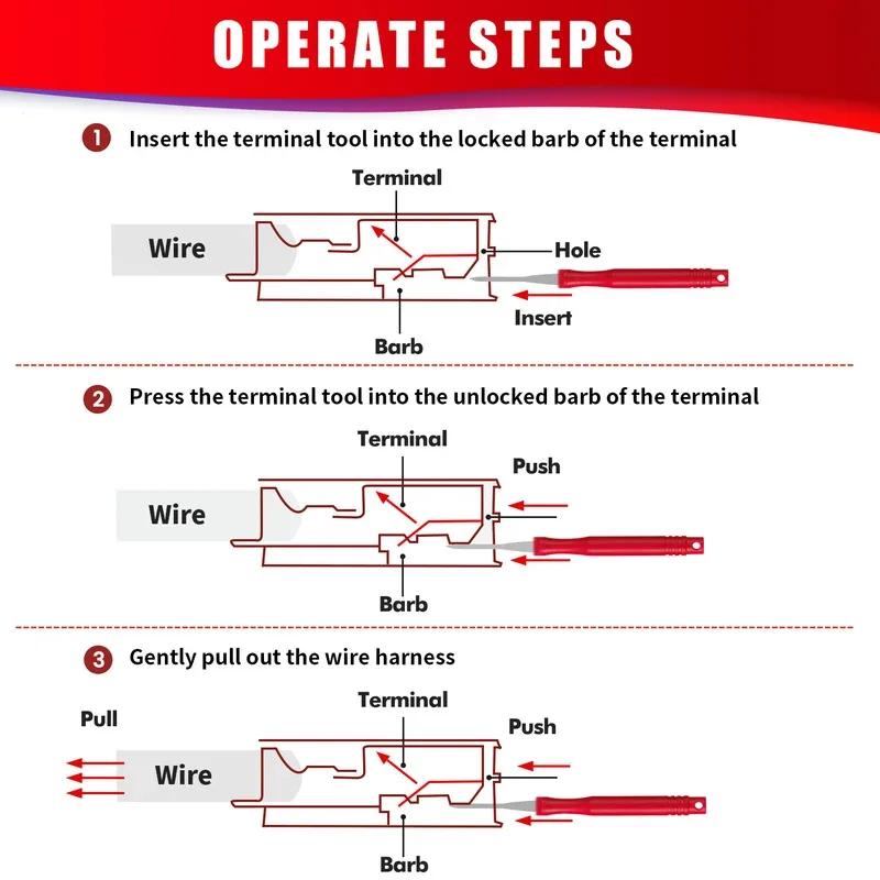 Terminal-Entferner-Werkzeugsatz 21-teilig Auto-Elektrikstecker-Stift-Extraktor-Set Draht-Crimp-Entferner-Werkzeug für Auto-Kabelbaum-Reparatur