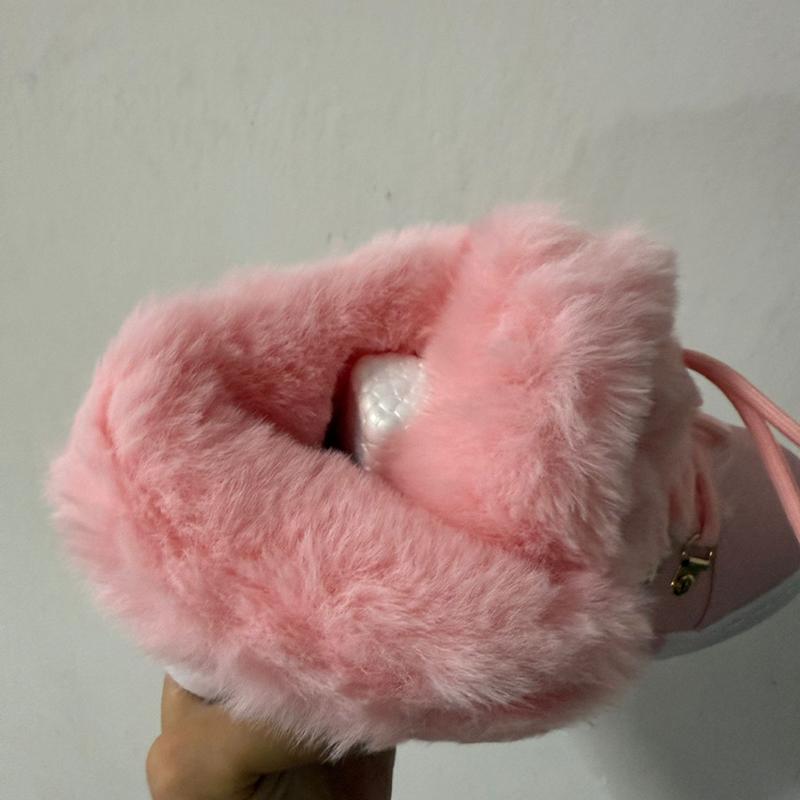 Women's Boots Christmas Fashion Lace Up Fuzzy Detail Lined Ankle Boots Casual Daily Round Toe Flat Boots