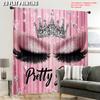 Set Of 2 Eyelash Curtainsstylish Pink Sparkles Curtains Adult Diamond Aesthetic Drapes Makeup Curtain With Room Darkening Polyester