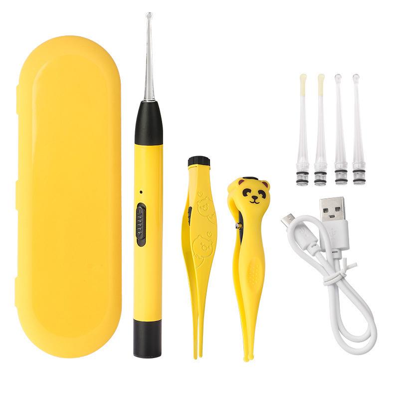 LED Ohrreinigungsset für Kinder: Leuchtendes Ohrstäbchen, Baby-Pinzette mit Licht & Wiederaufladbares Weichspitzen-Werkzeug