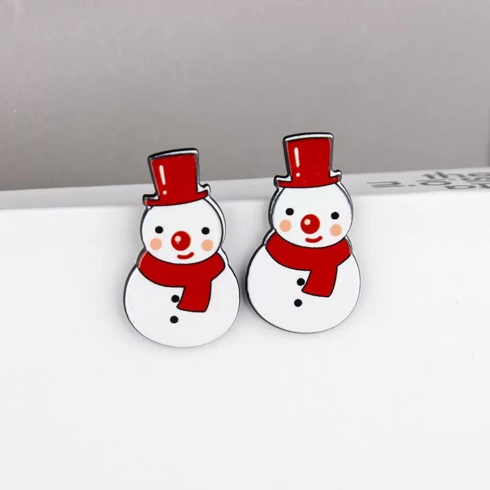 Cute Snowman Santa Claus Christmas Earrings , Titanium Alloy Ear Studs , Trendy Holiday Jewelry for Women , Wholesale