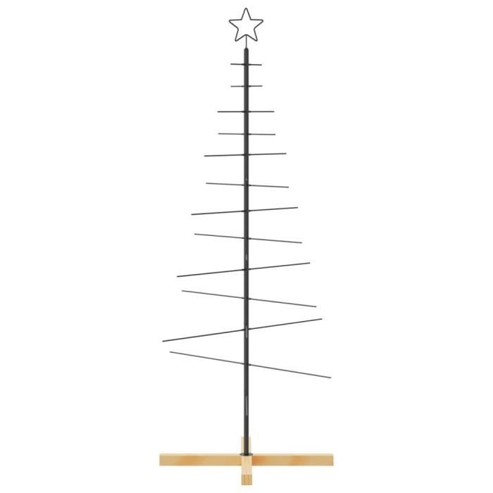 VidaXL Arbre de Noël en métal avec base en bois noir 150 cm 359604