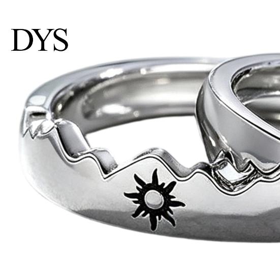 Sun Moon Rings 1 Pair Matching Couple Ring, Wedding Engagement Promise Alloy Ring Hypoallergenic Open Romantic Gift for Him Her Adjustable