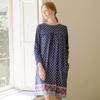 L Affair Women Arabesque basiLica Navy Shirring Dress Lwofk498 Mn
