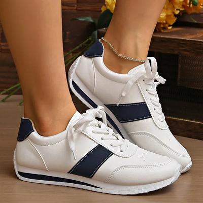 Fashion Women's Contrast Color Platform Sneakers Fashion Non Slip Lace Up Sports Shoes for Women Plus Size Lightweight Casual Sneakers