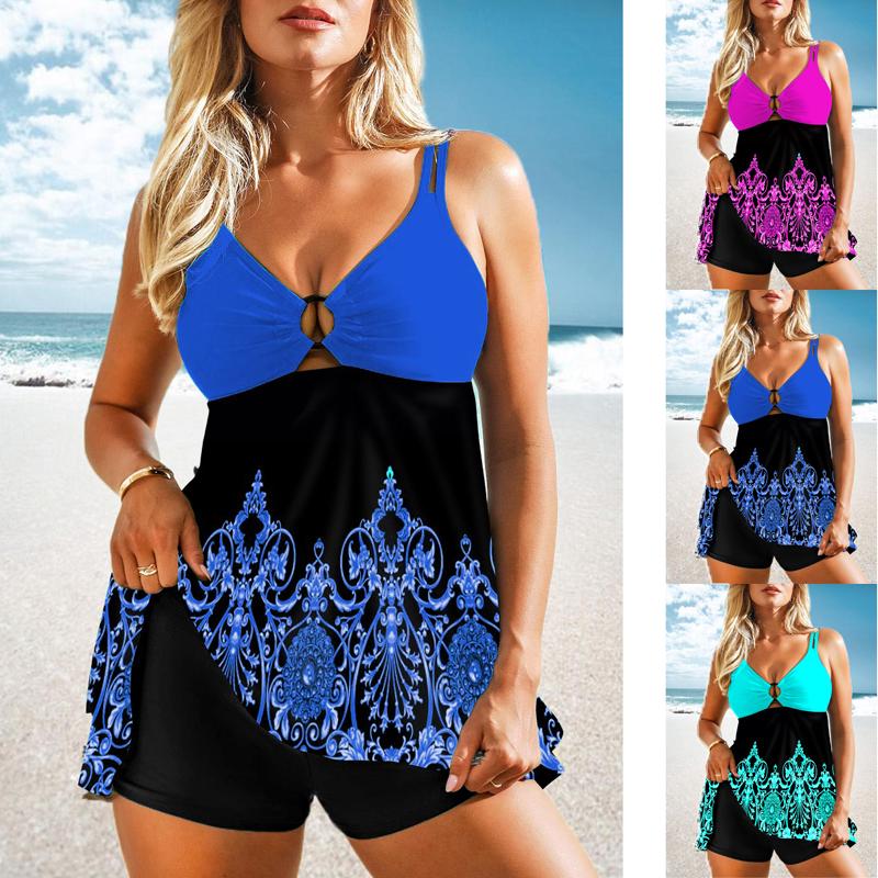 Moda Estiva Design Bikini da Donna Set 2 Pezzi con Design Ordinario Costumi da Bagno con Stampa Foglie Intagliate Abbigliamento Sportivo da Spiaggia S-6XL