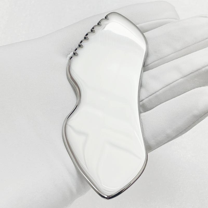 Stainless Steel Tools Gear Textured Facial Massage Scraper for Sarcoid Release and Contour Shape Design
