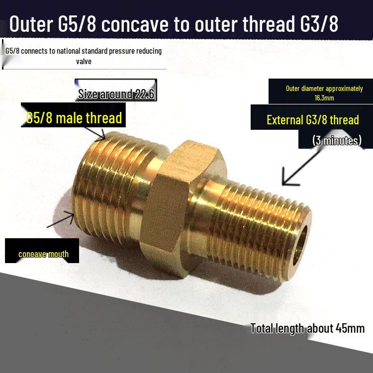 Riduttore di Pressione Ossigeno - Valvola con Filettatura Femmina G5/8 a Raccordo Maschio 5/8 in Rame