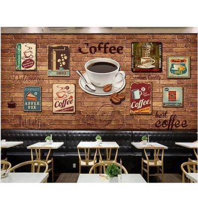 Hand Drawn Vintage Coffee Home Decor In The Living Room Custom 3d Photo Wallpaper