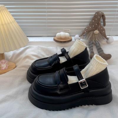 Single Shoes Women's Spring and Autumn New Women's Word with Muffin Platform Mary Jane Small Leather Shoes Women