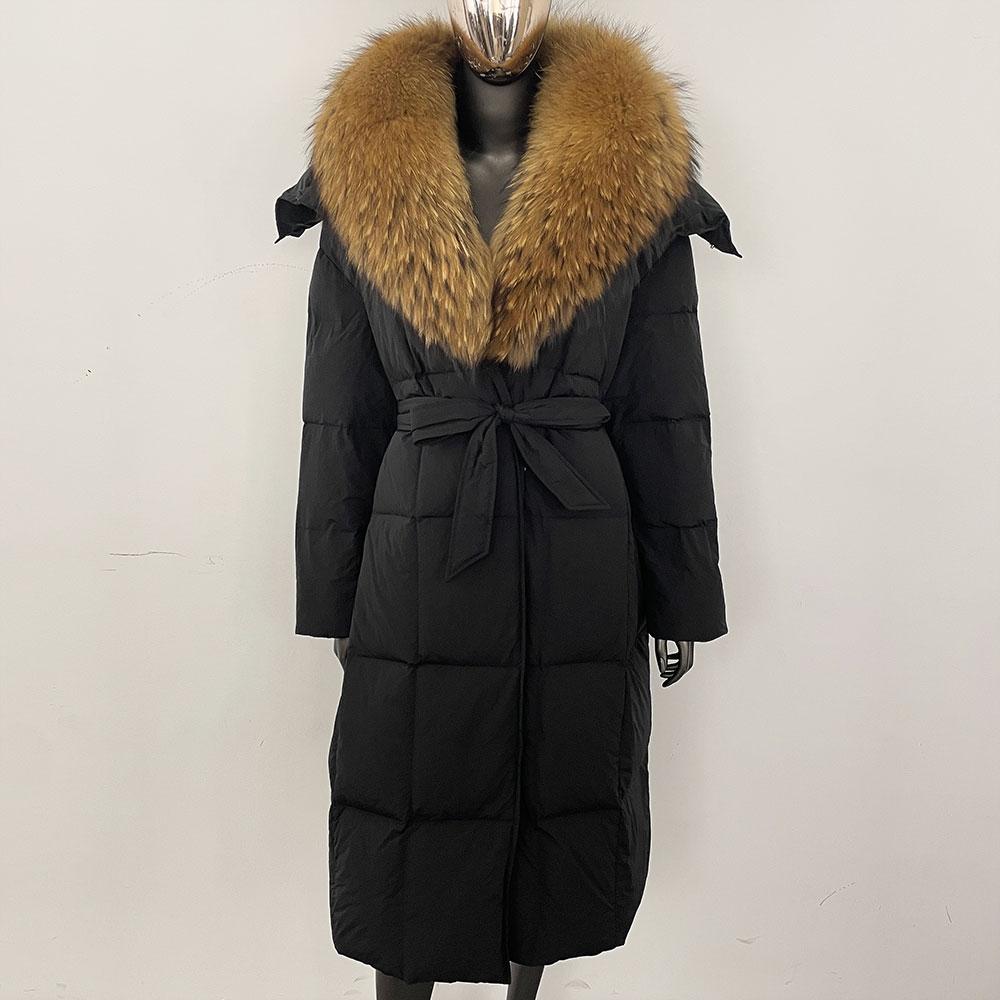 OFTBUY 2024 Winter Women Coat Real Natural Fox Fur Collar Thick Warm Long Jacket Turn-down Detachable Outerwear Streetwear