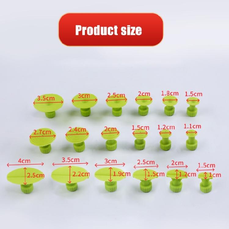 18Pcs Green Dent Pull Tabs Car Body Restoration Tool Suitable For Various Vehicle Parts Dent Size Professional Home Use