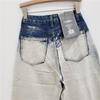 Gerade beschichtete Jeans Damen Herbst Neu High Street Tie-Dye Hohe Taille und Dünnes Weites Bein Bodenlange Hose Trendige Marke