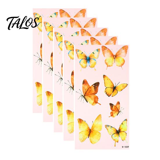 Talos 5 Sheets Butterfly Tattoo Stickers, Waterproof Temporary Flower Tattoos, Colorful Face Body Tattoos for Parties Night Club Music Festival