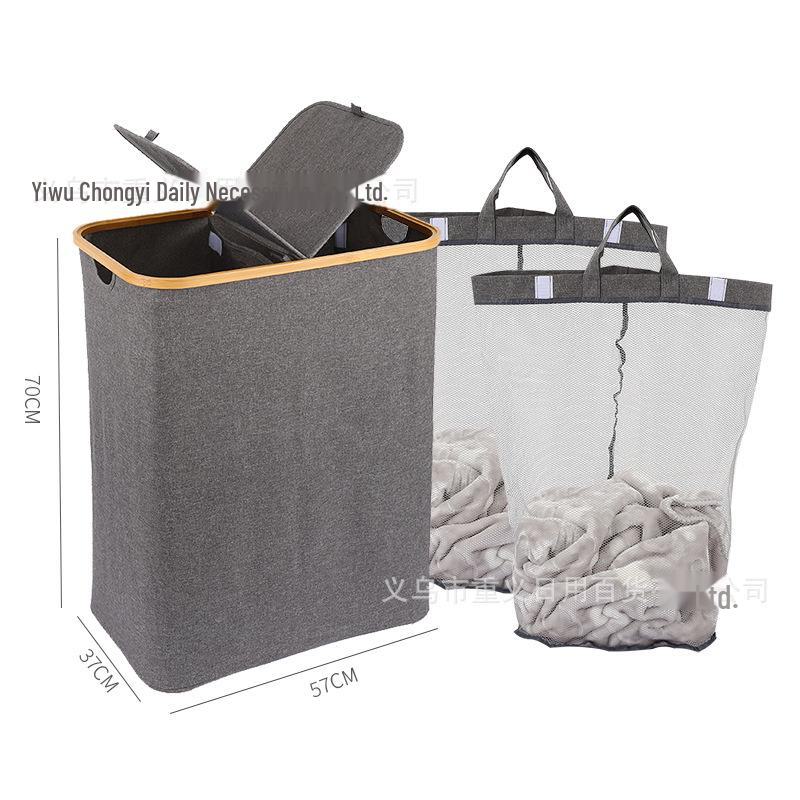 

Корзина для белья из водонепроницаемой ткани Оксфорд двойного назначения с большой вместимостью 57*37*70 cm серый