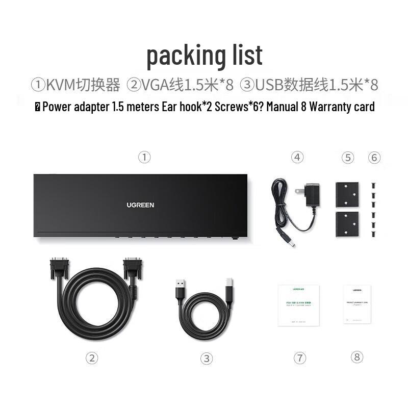 Ugreen 8-Port Rackmount VGA KVM Switch