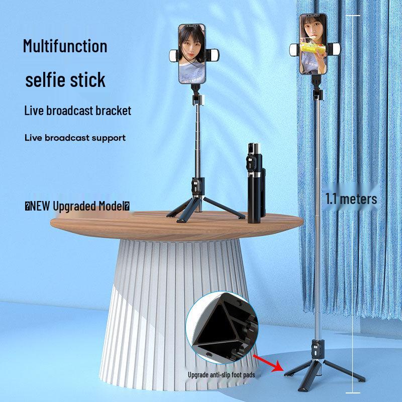 Enhanced Non-Slip Selfie Stick Tripod with Dual Fill Lights for Travel and Live Streaming