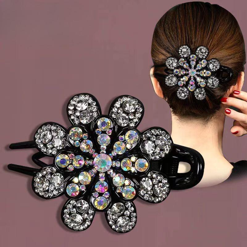 Elegant Vintage Flower Crystal Hair Clip-Large Duckbill Hair Accessory,Flower Shape,Ideal Mother's Day and Valentine's Day Gift