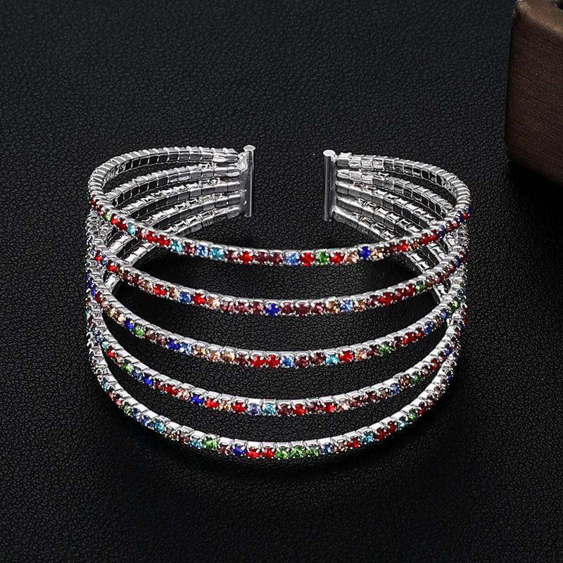 Bridal accessories, temperament full diamond open elastic bracelet multi-row claw chain pearl bracelet