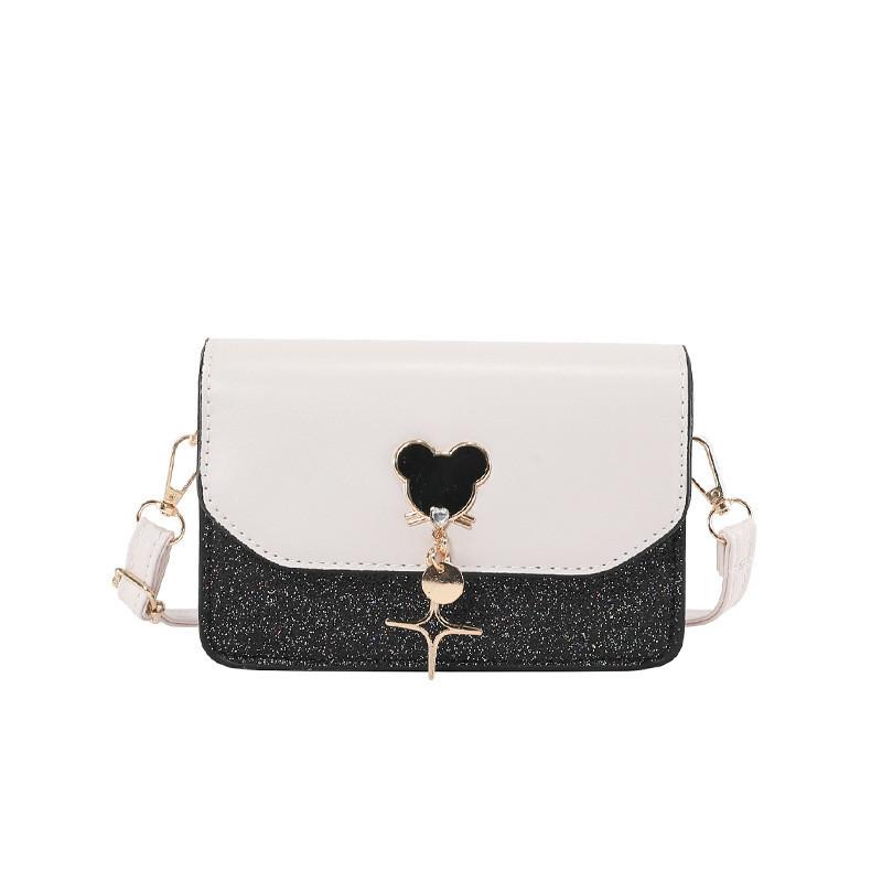 Fashionable Street Style Women s Small Shoulder Bag With Inner Patch Pocket White Black