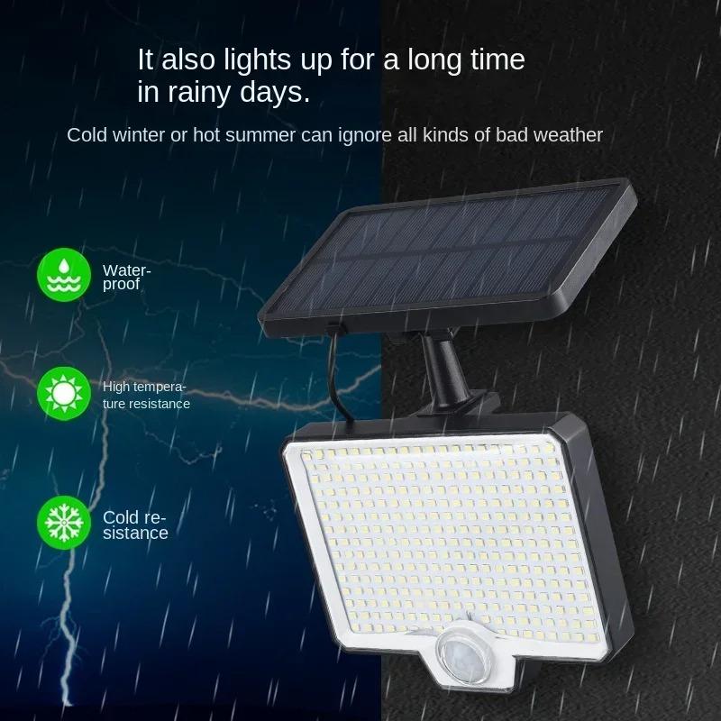 Lumină solară de 1000 mAh, în aer liber, rezistentă la apă, cu senzor de mișcare, proiector, telecomandă, 4 funcții pentru curte, garaj, curte