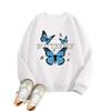 Girls' Cute Three-blue-butterfly-patterned Hoodie for Autumn Children's Casual Hoodie