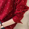 Women Polka Dot Printed Chiffon Blouse Long Sleeves Tops