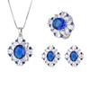 Jewelry Popular Ring Simulation Blue Glass Denier Pendant Ring 10 * 12 Stud Earrings 6 * 8 Set