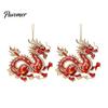Xmas Party Hanging Ornaments 2 Pcs Zodiac Animals Christmas Ornaments, 2D Acrylic Red Animal Decorative Holiday Pendants Decorations, Chinese New Year