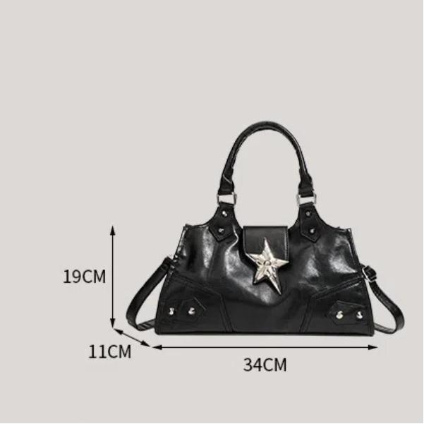 Y2K Korean Gothic Star Girl Black Bag Aesthetic Vintage Fairy Grunge Punk Goth Purse Shoulder Handbags Bucket Tote Bags Women