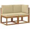 Outdoor Center and Corner Sofa with Cushions 2 Pieces Natural and Beige