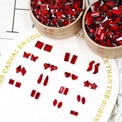 50Pcs Special-Shaped Red Decorative Mini Nail Decoration Diamond K9 Diamond Manicure Flat Manicure Jewelry