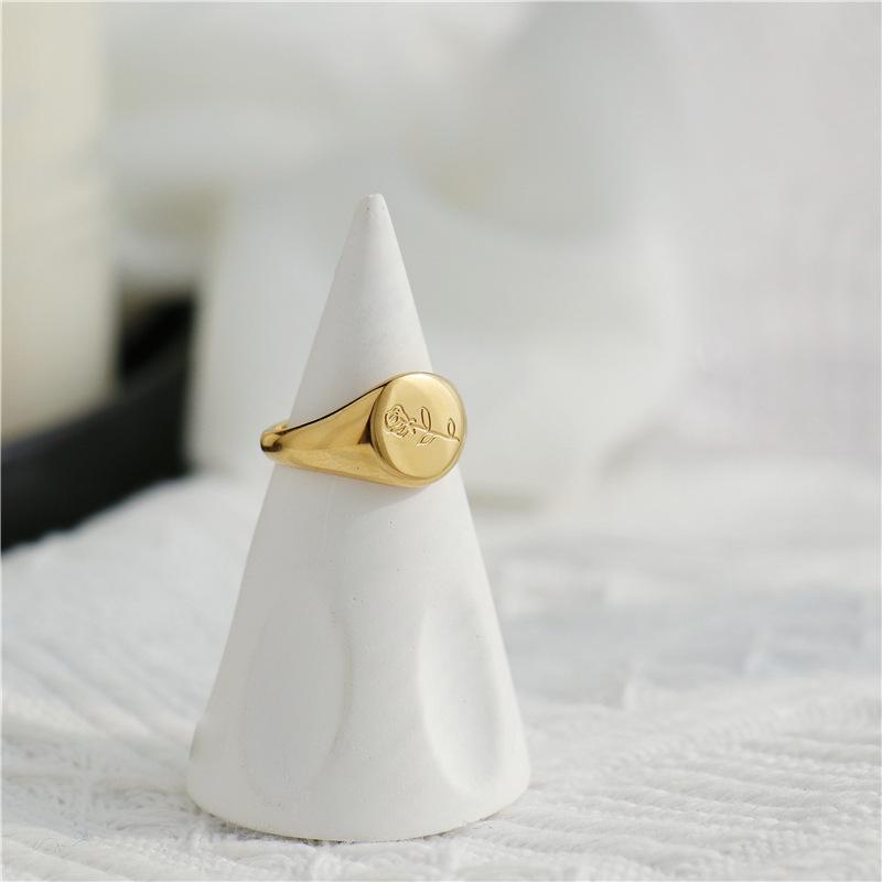 European Style 18k Rose Gold Plated Non-Fading Ring - High-End Brass Jewelry for Women