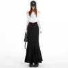 Women's Spring High Waist Elastic Fishtail Long A-line Skirt - Slimming, Large Hem, Hip-Hugging Design