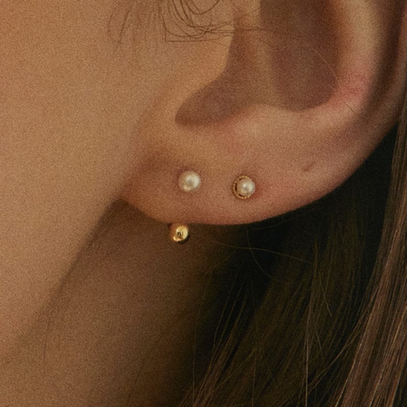 MCCOII 14k U curve pearl ball earring(1EA/2size)