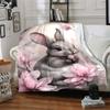 1pc rabbit flower blanket Lightweight Flannel Throw for Sofa Bed Travel Camping Livingroom Office Couch Chair