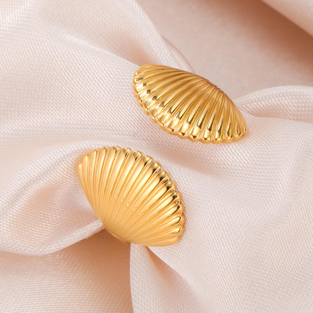 Lemegeton Ocean Star Fish Shell Open Ring Women's Gold Stainless Steel Ring Summer Beach Wind Waterproof Jewelry