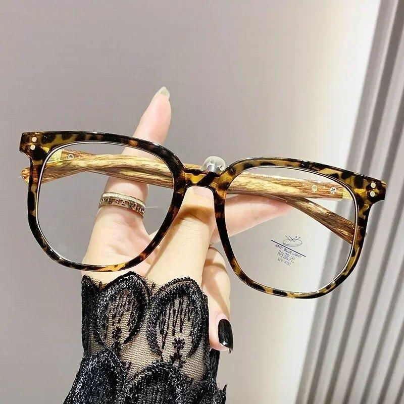 Vintage Quadratische Lesebrille Frauen Holzbeine Weitsichtige Brille Unisex Plus Dioptrien Korrekturbrille 0 +1,0 bis +4,0