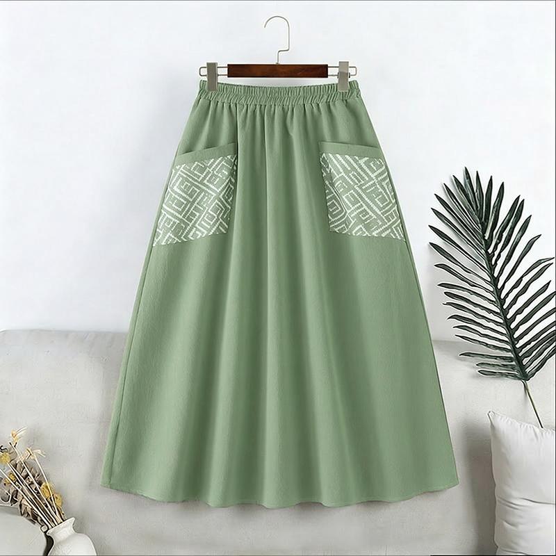ZANZEA Vintage Women Elastic Waist Floral Print Patchwork Skirts Pleated Dress