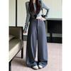 Kumikumi Pure Color High Waist Loose Casual Pants Loose Pants Women's Clothing Fall Drape All-Matching Straight Pants Mop Pants