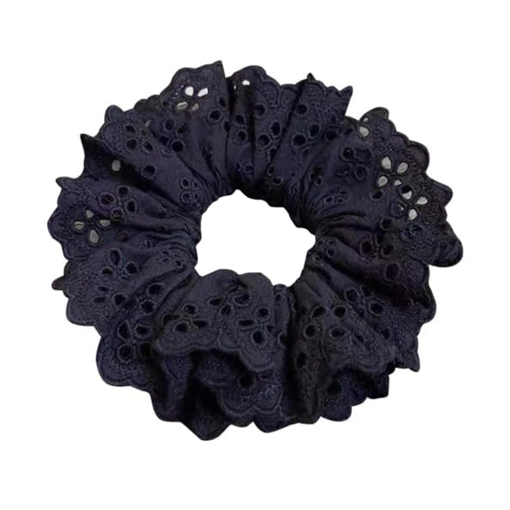 ChasCoCo Chouchou Lace Hair Tie Updo Stylish Large Ponytail Holder Accessory Attractive Multi-layer Ribbon Ring Tightening Black