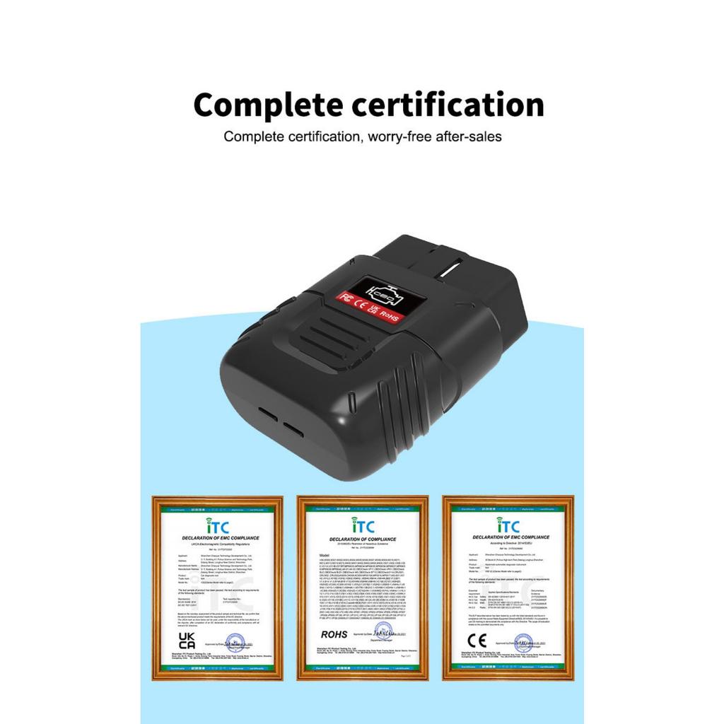 Wireless OBD2 Diagnostic Tool Bluetooth, IOS&Android&Windows 3000 Code Database Suitable Car Adapter Fault Code Reader Scan with OBDII/EOBD Protocol