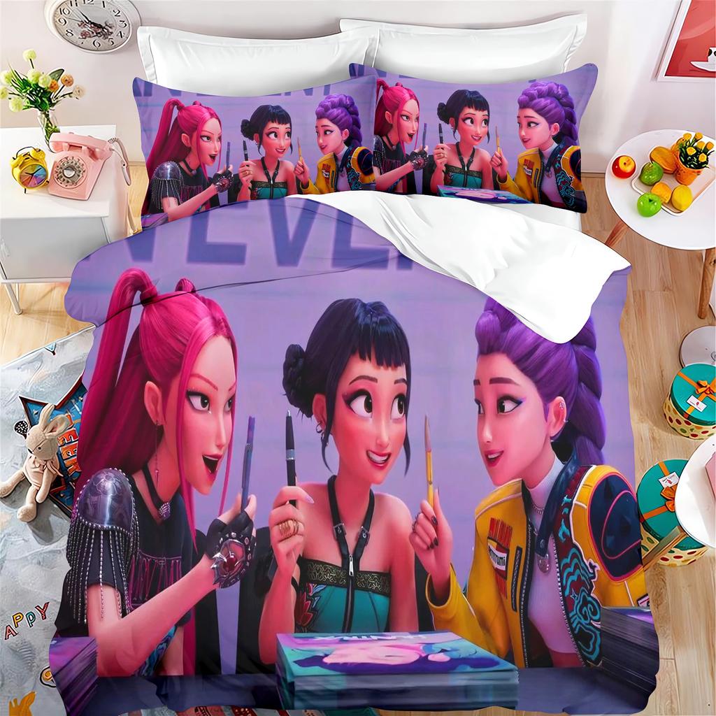 k-pop Anime Home Bedroom Comforte Nordic polyester material suitable for children and adults 3-piece set
