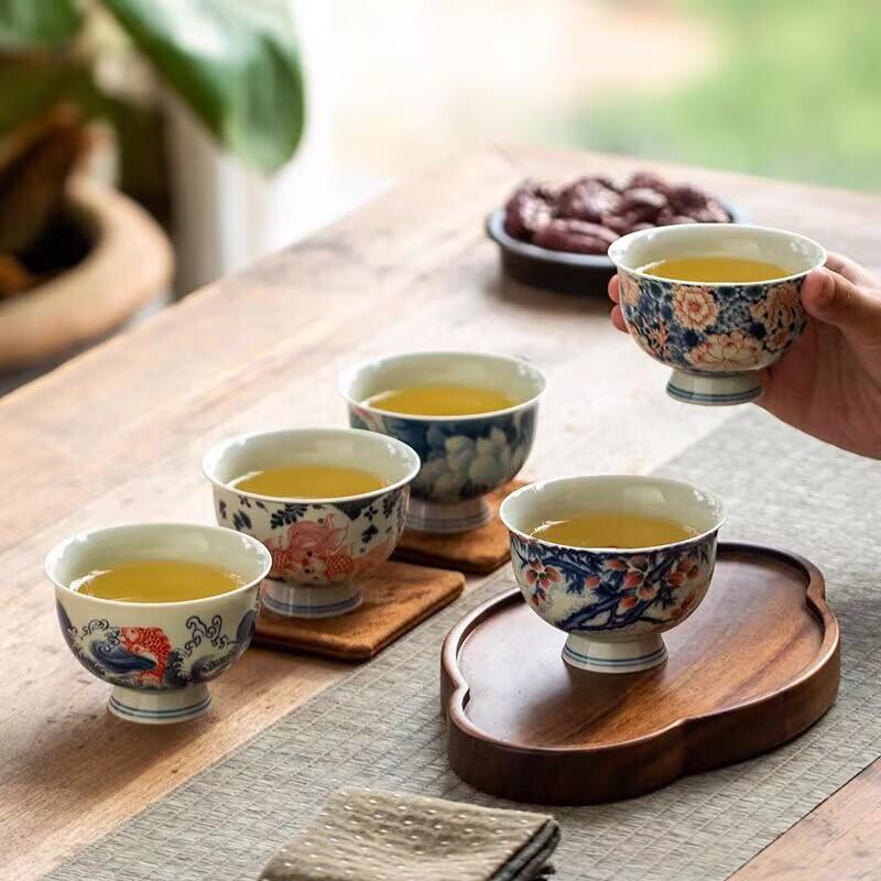 Jingdezhen Old Pottery Mud Blue And White Landscape High-End Master Cup Kung Fu Tea Set Tea Cup Single Ceramic Tea Cup Large